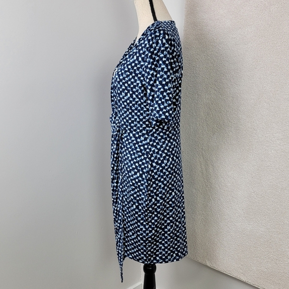 Banana Republic Blue And White Print Faux Wrap Knot Dress Sz L Petite NEW - Picture 5 of 11